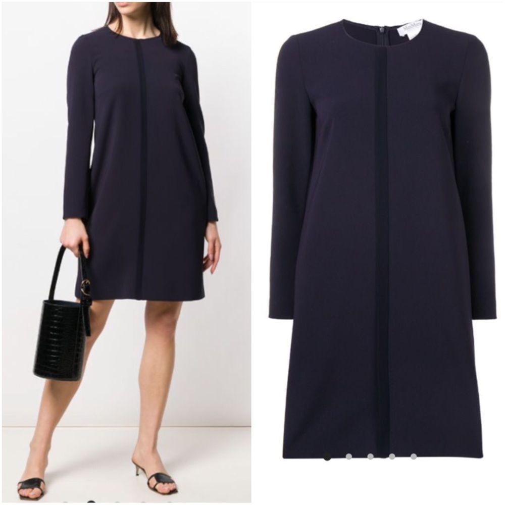 MAX MARA Front Stripe Shift Dress In Blue